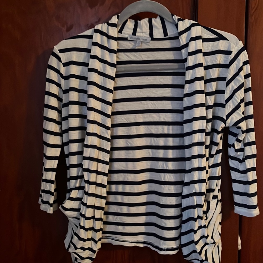 Small, Charlotte Russe, blue and cream, striped cardigan